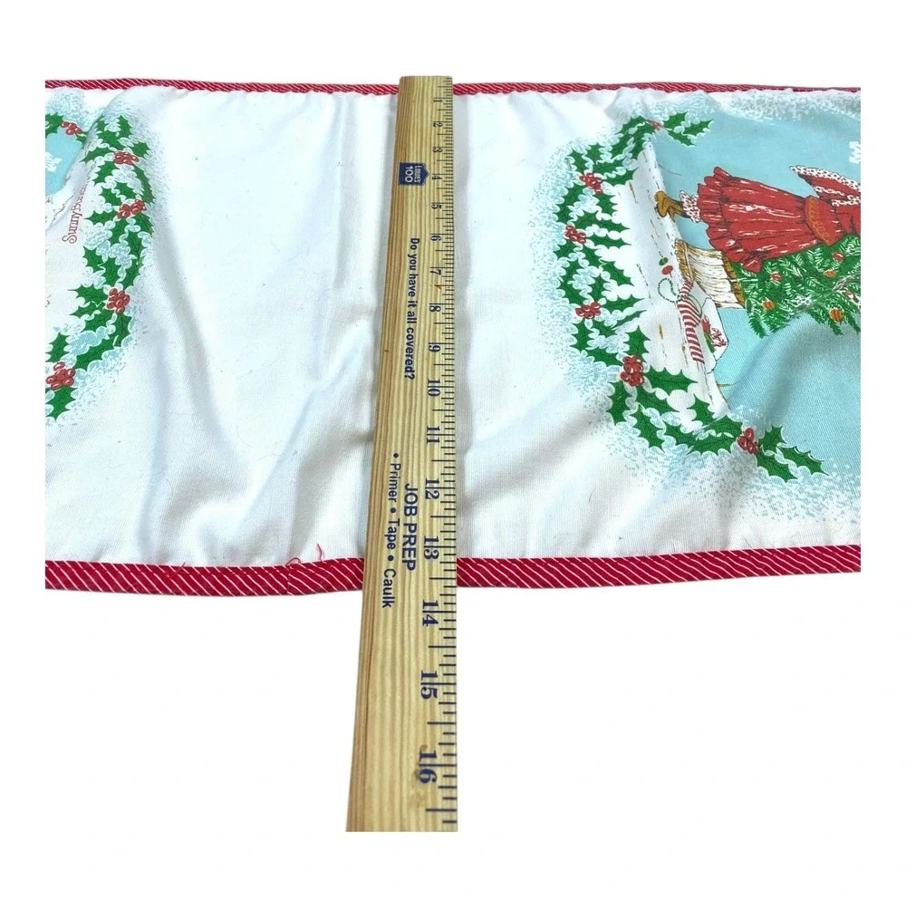 VTG 80s Christmas Table‎ Runner Snowman Girl Sunny Bunch Holiday Decor RETRO